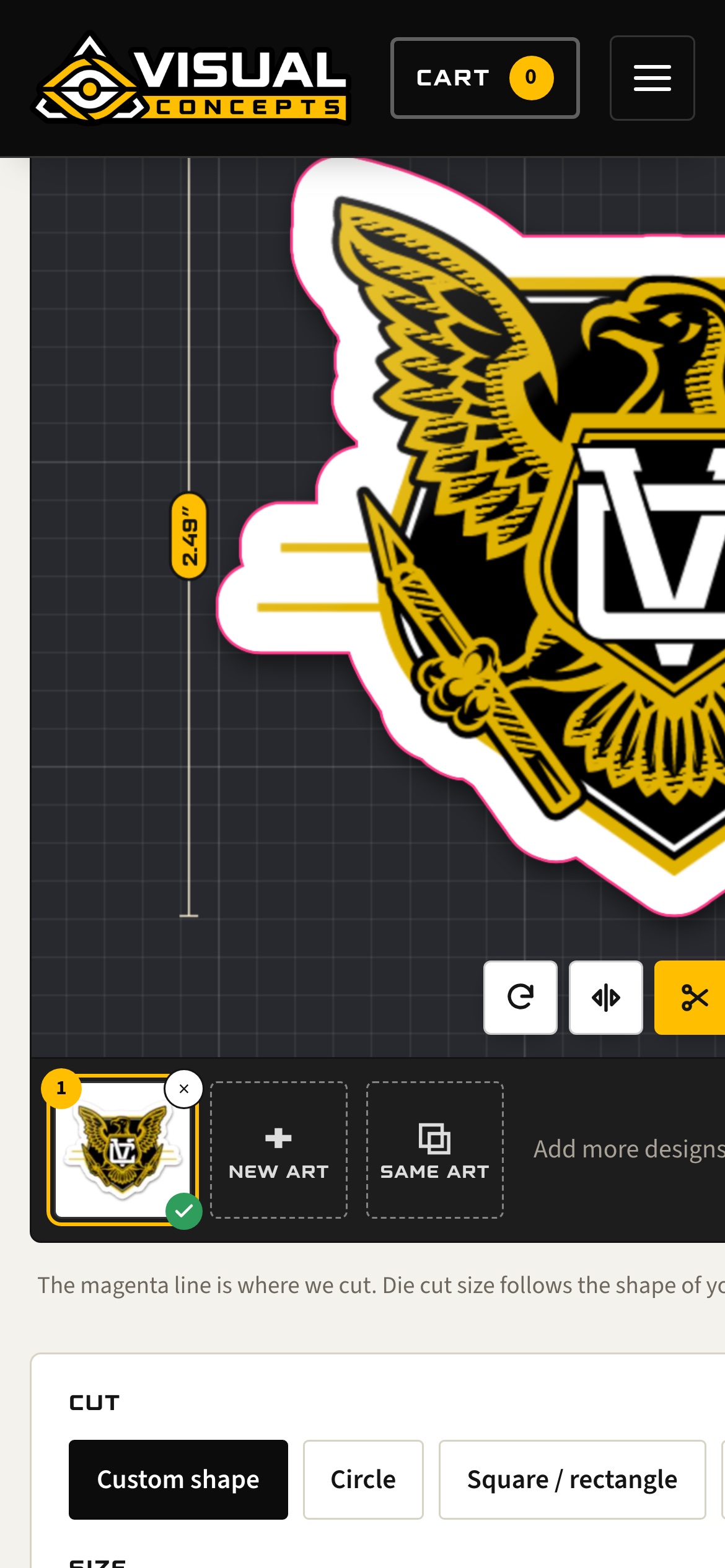 Ordering stickers on a phone