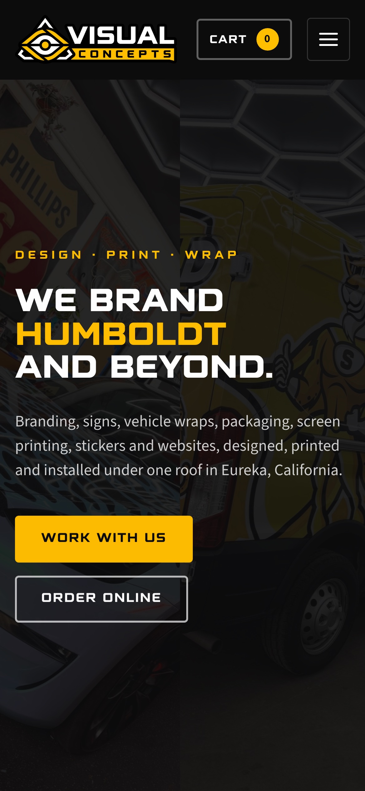 The Visual Concepts website on a phone